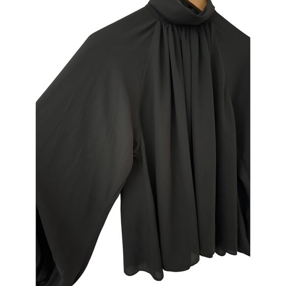 Madewell Turtleneck Long-Sleeve Top Chiffon Black Size Medium - Picture 9 of 11